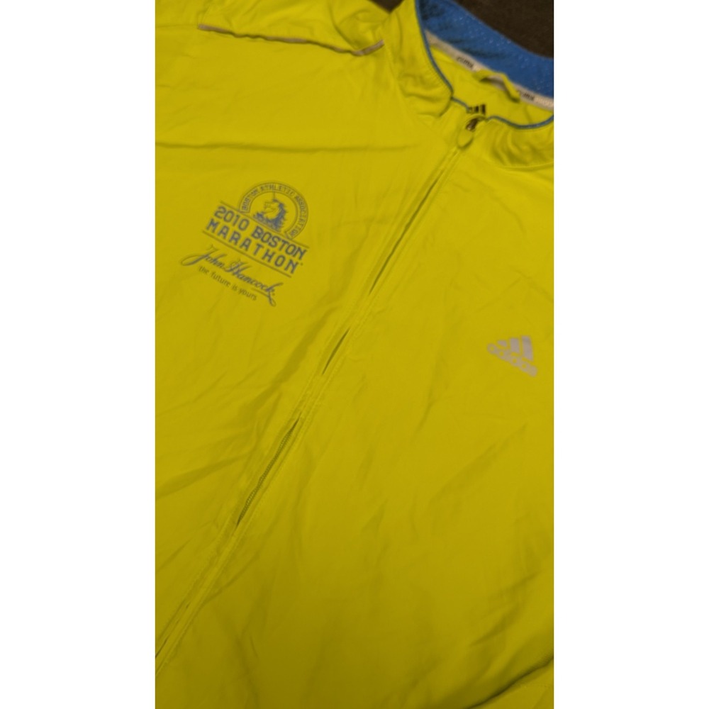 Adidas 2010 Boston Marathon Climalite Windbreaker Jacket Yellow Blue Men's XXL